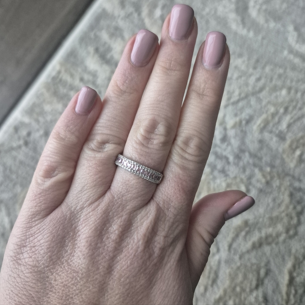 Dazzling Silver Crystal Band Ring